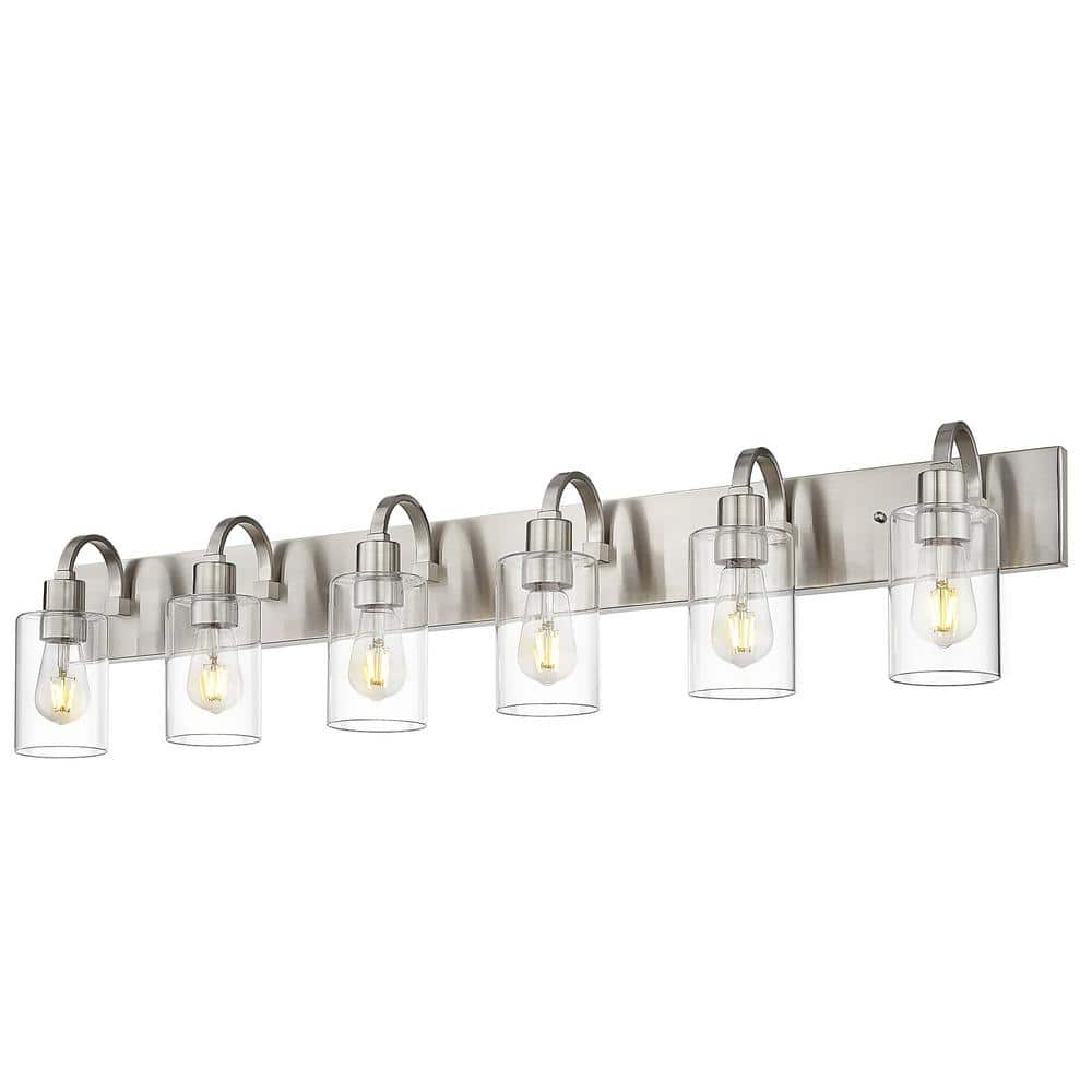 44.7 in. 6-Light Brushed Nickel Vanity Light with Clear Glass price history on PriceWatchPro