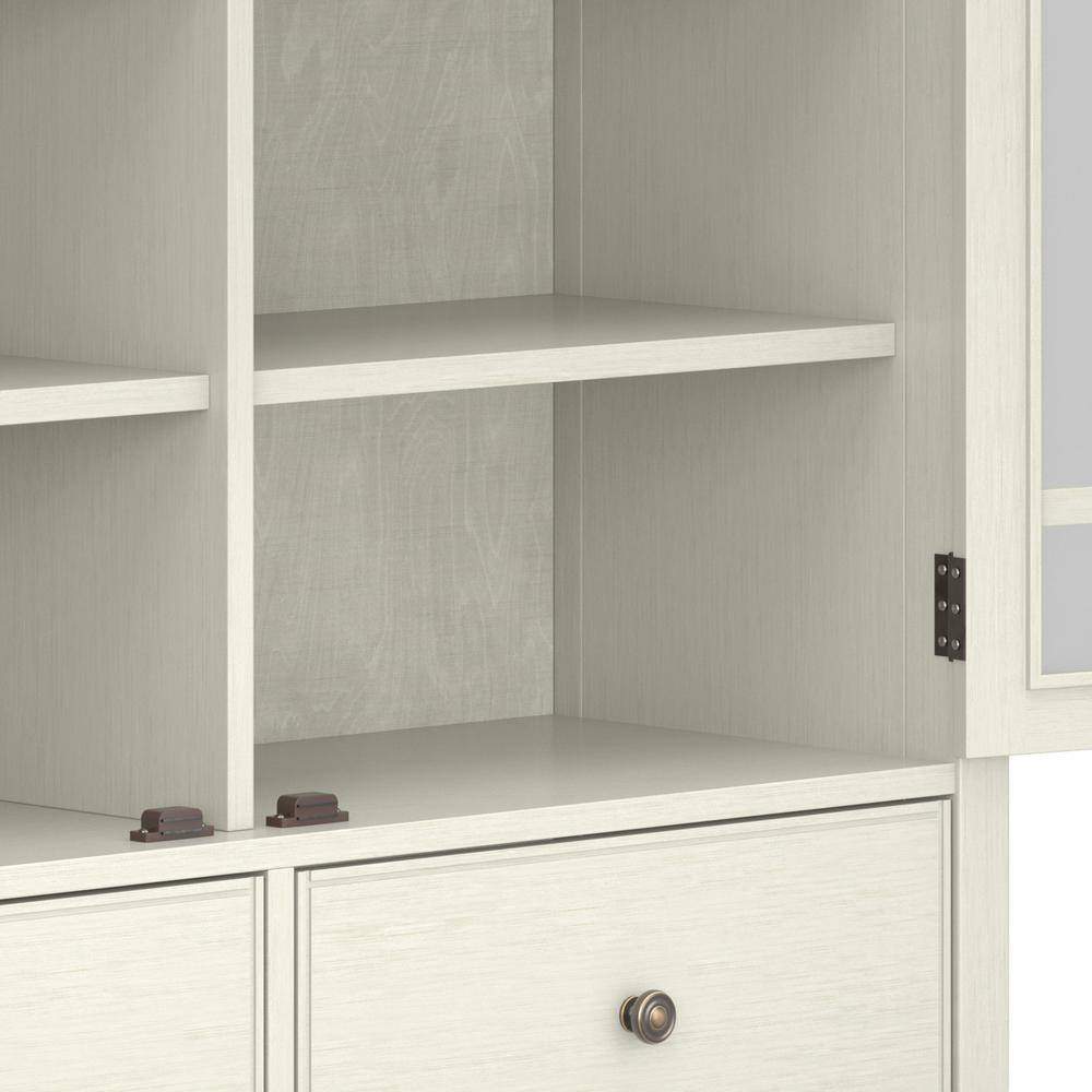 Antique White Solid Pine Tall Storage Cabinet with Adjustable Shelves