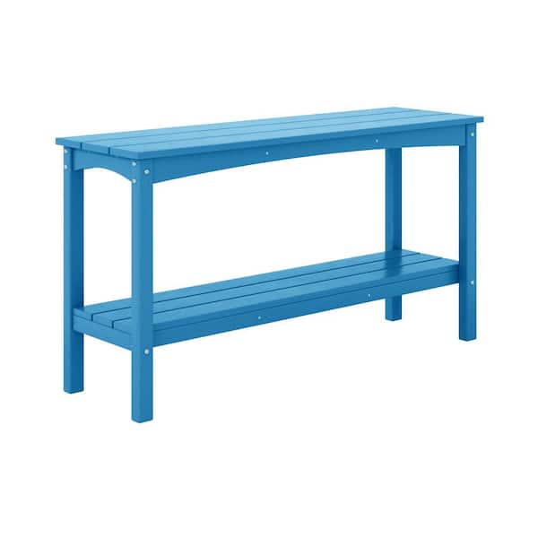 WESTIN OUTDOOR Laguna Outdoor Patio Bar Console Table with Storage Shelf Pacific Blue