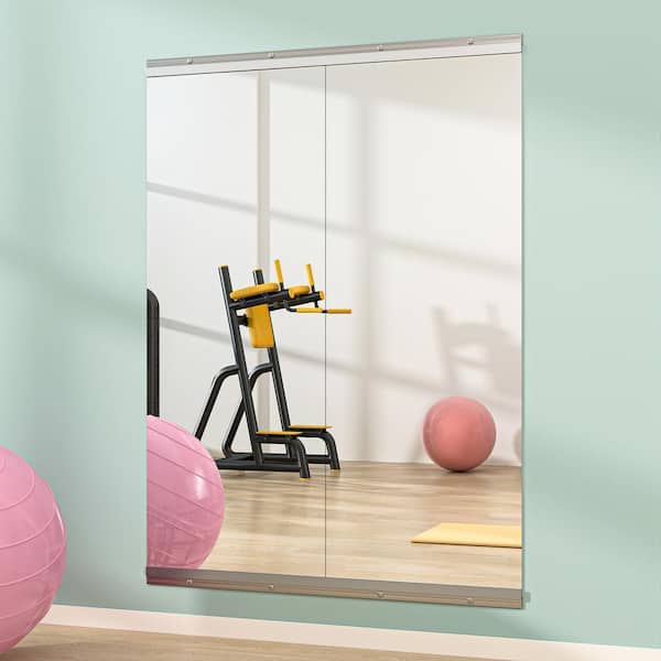 Vosuja 21.5 in. W x 55 in. H Rectangle Frameless Wall-Mounted HD Gym Mirror Dance Mirror Vanity Mirror, Set of 2