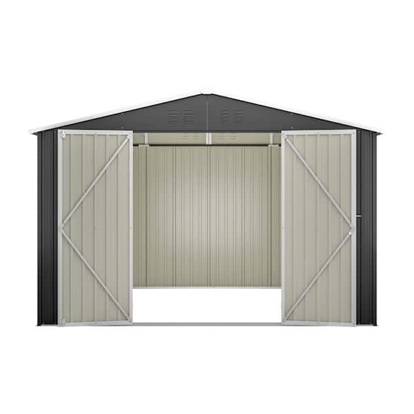 ToolCat 10x10 ft Outdoor Metal Storage Shed with Lockable Double