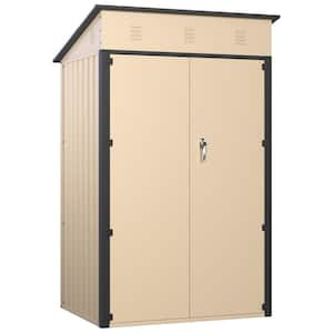 48.4 in. W x 35.6 in. D x 72.8 in. H Yellow+Gray Metal Outdoor Storage Cabinet, Lockable Garden Shed, Utility Shed