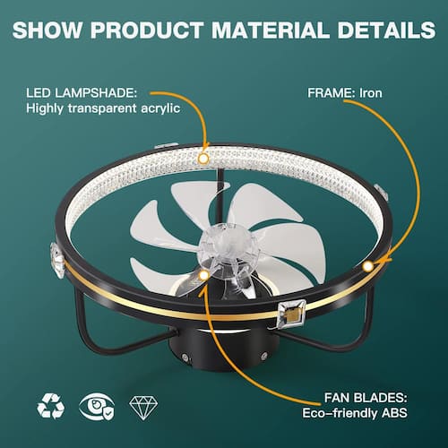 19.6 in. LED Indoor Black Smart Ceiling Fan with Remote Lighting