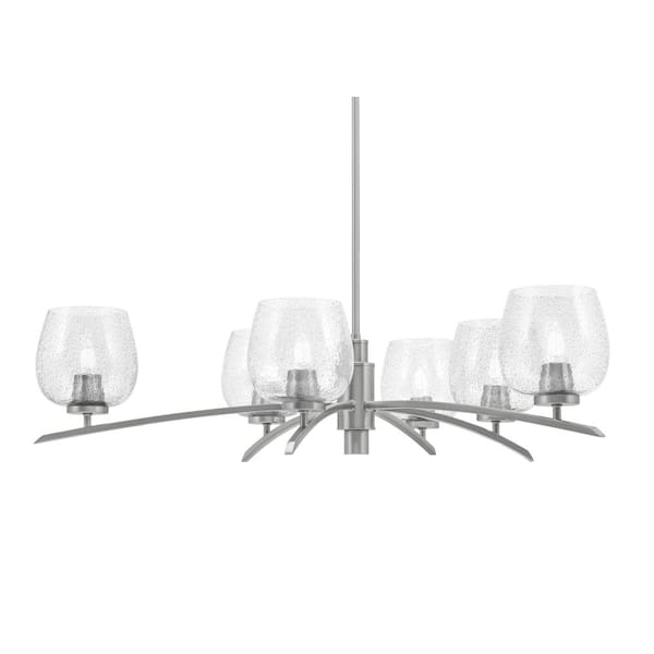Unbranded Siena 31.75 in. 6-Light Graphite Chandelier with 6 in. Smoke Bubble Glass Shades, no bulbs included