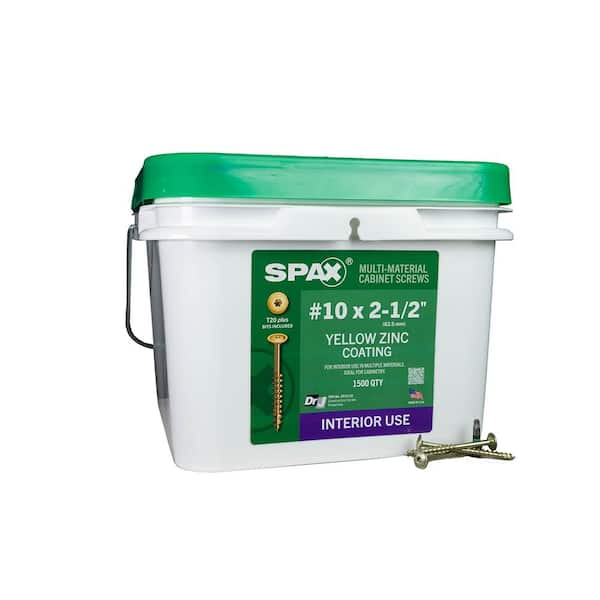 #10 x 2-1/2 in. Interior Wafer Head Wood Screws Cabinet Torx T-Star Plus (1500 Each) Bulk Pail Bit Included