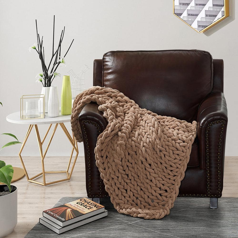 Reversible Baby Unisex Knitted Wool Throw - Mink 50"x40"
