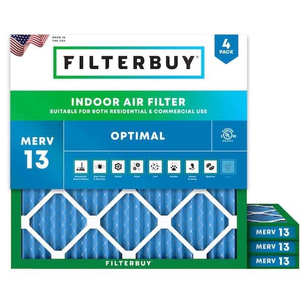 20 in. x 20 in. x 1 in. MERV 13 (FPR 10) Health Defense Pleated HVAC AC Furnace Air Filters Replacement (4-Pack)