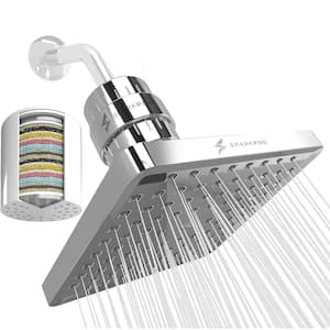 8 in. Square 23-Stage Shower Filter Head with Water Filter Cartridge Reduces Chlorine High Pressure in Chrome