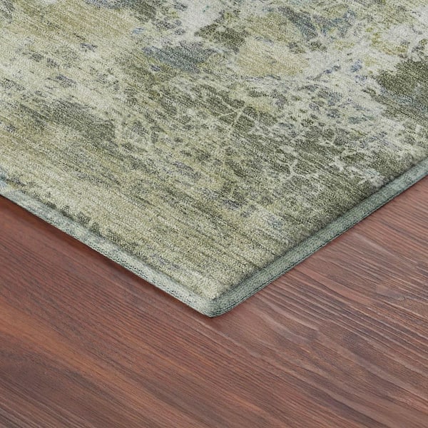 Mayfield Premium Machine Washable Abstract AMF2364 Fern 9 ft. x 12 ft. Area Rug