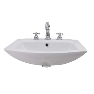Burke Wall-Hung Sink in White with 6 in. Mini-Spread Faucet Holes