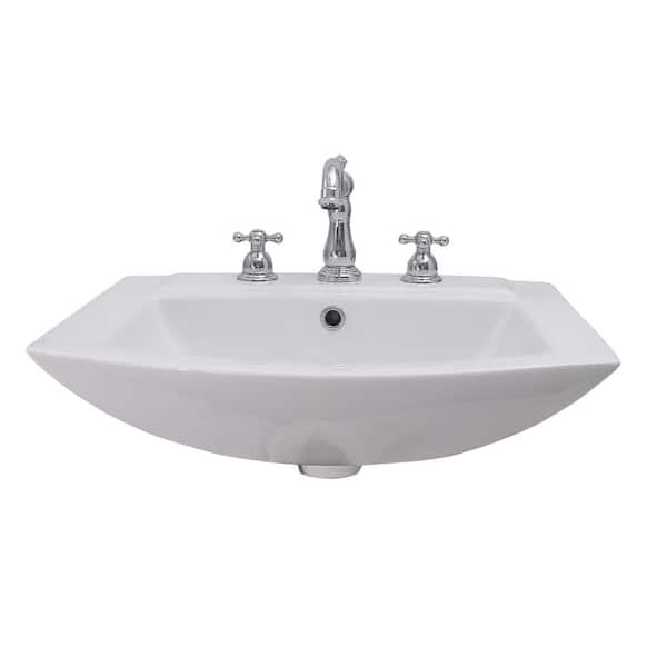 Barclay Products Burke Wall-Hung Sink in White with 6 in. Mini-Spread Faucet Holes