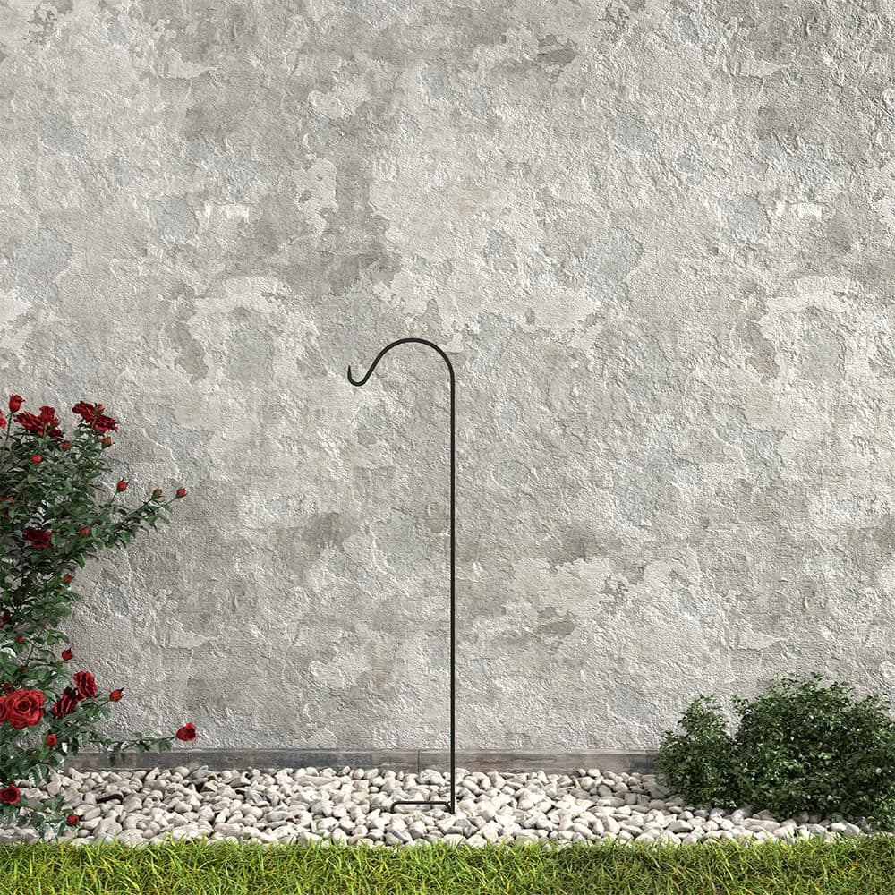 Vigoro Fuchsia 64 in. Black Steel Shepherd Hook 87203 - The Home Depot