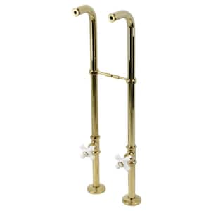 Freestanding Supply Line with Stop Valve in Polished Brass