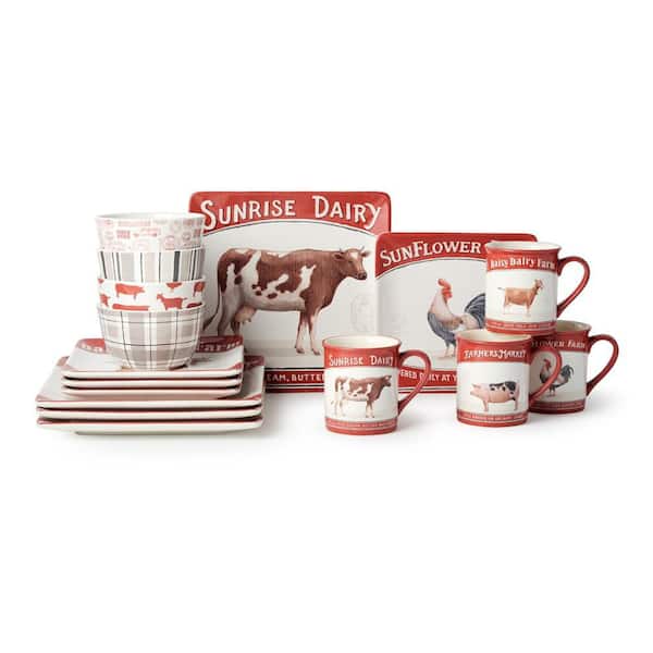 Certified International Vintage Farm 16-Piece Multi-Colored Dinnerware Set (Service of 4)