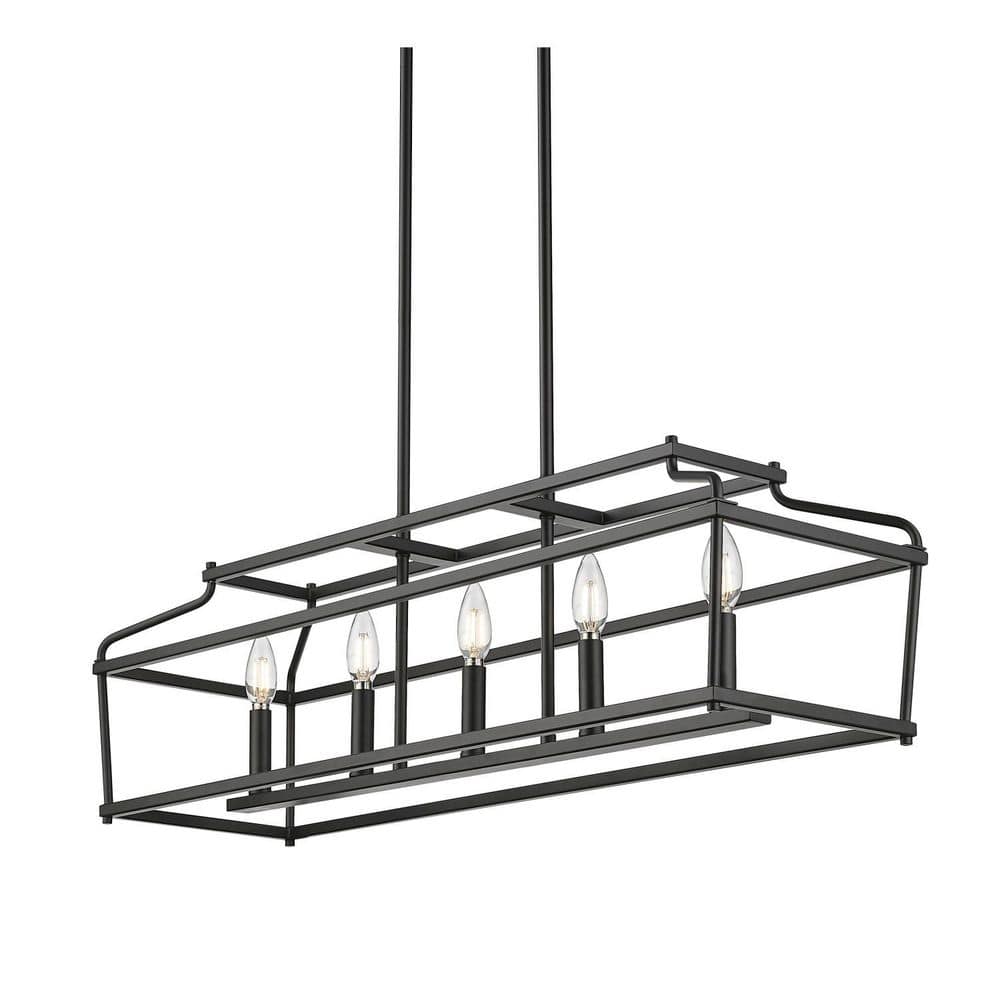 Nellita 34 in. 5-Light Matte Black Island Chandelier Ceiling Light price history on PriceWatchPro