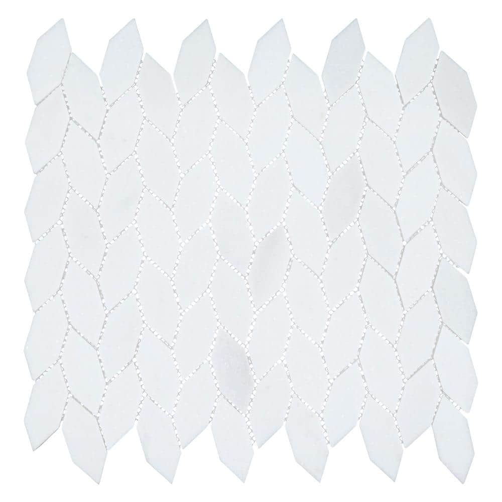 Channing Pearl Elongated Hex White 12 in. x 12 in. Smooth Natural Stone Mos