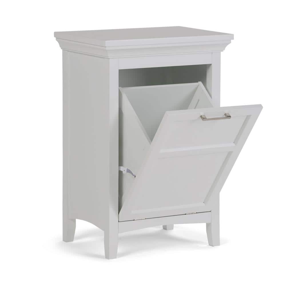 Pure White Tilt-Out Wooden Laundry Hamper Cabinet