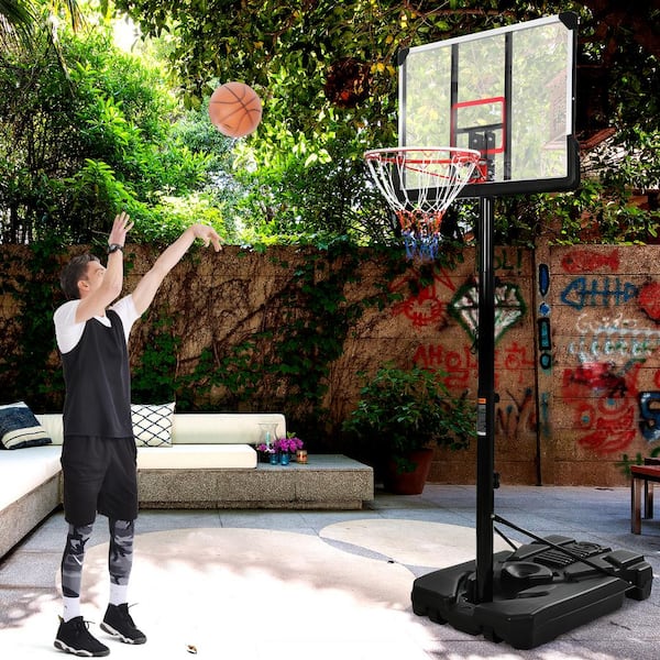 Portable Basketball Hoop/Goal with LED Lights and 6.6 ft. to 10 ft. H Adjustment for Youth and Adults