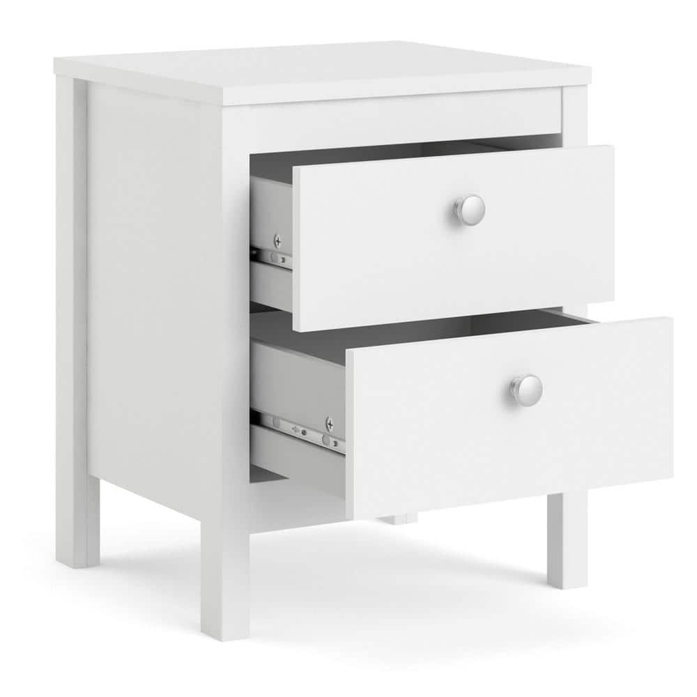White 2-Drawer Modern Nightstand with Foil Finish