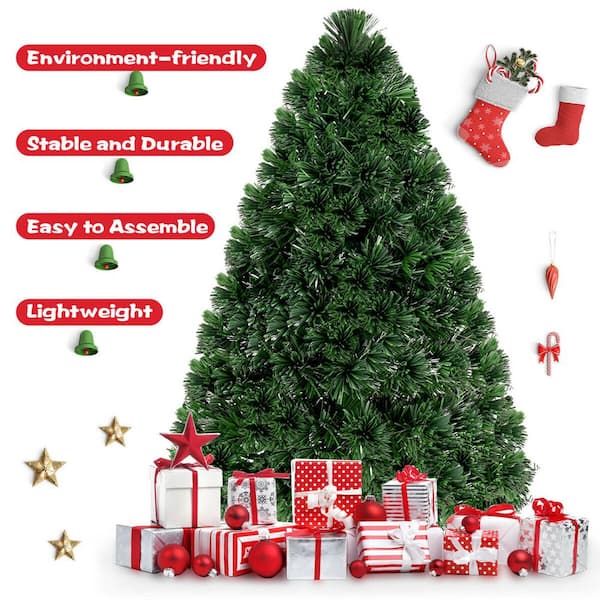 Costway 3 ft. Pre-Lit Fiber Optic Artificial PVC Christmas Costway 3 ft. Pre-Lit Fiber Optic Artificial PVC Christmas