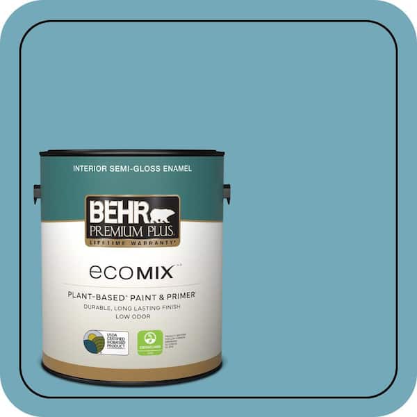 1 gal. #S460-4 Snowboard Semi-Gloss Enamel EcoMix Plant-Based Interior Paint & Primer