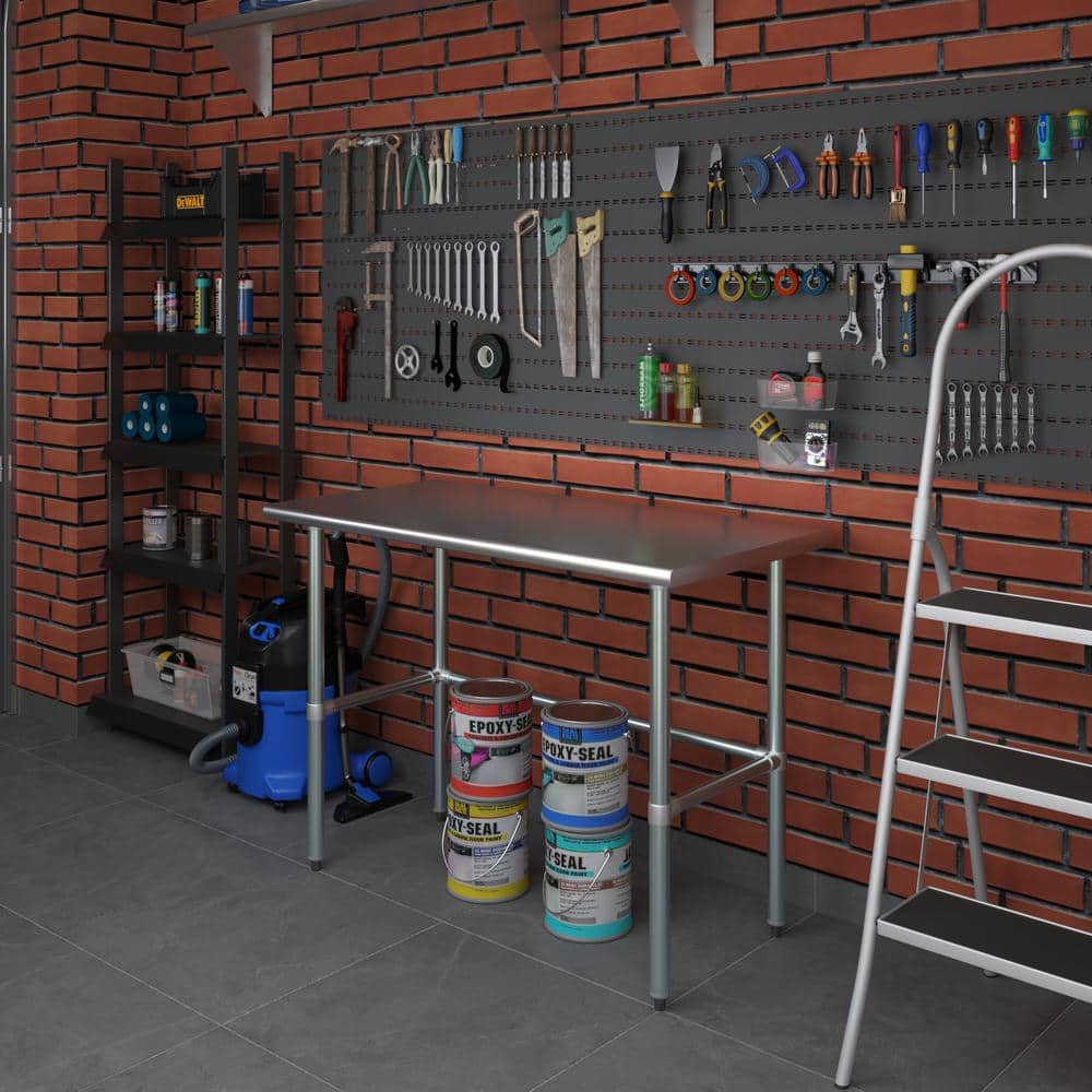 48" Stainless Steel Work Table with Galvanized Legs