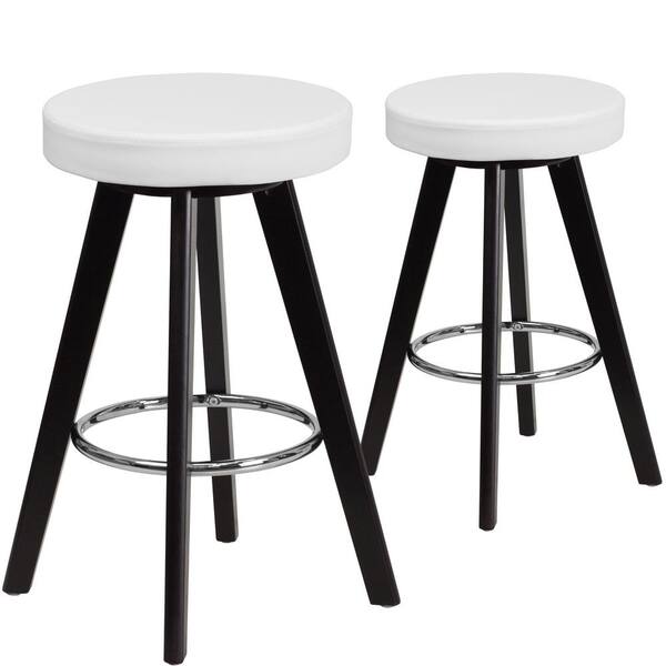 Carnegy Avenue 24.25 in. White Bar Stool (Set of 2) CGACH181550WHHD The Home Depot