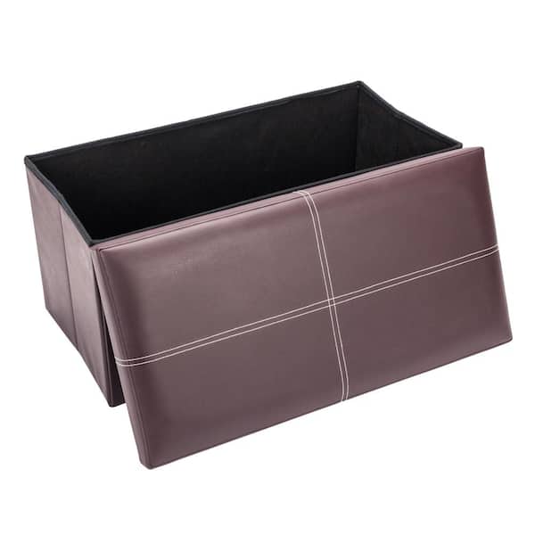 Karl home Brown PU Leather Ottoman with Storage