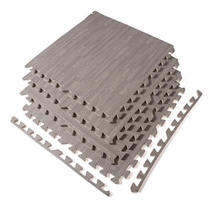 24 in. x 24 in. x 0.4 in. Gray Wood Grain EVA Interlocking Foam Floor Mat 24 sq ft. (6-Tiles Per Case)