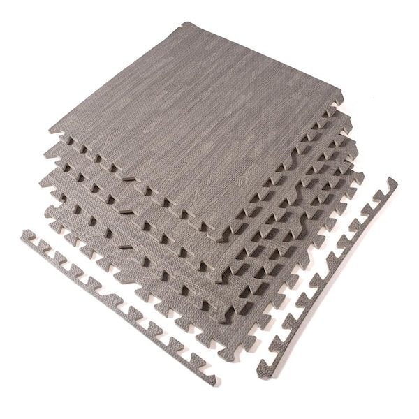 Shatex 24 in. x 24 in. x 0.79 in. Gray Wood Grain EVA Interlocking Foam Floor Mat 16 sq ft. (4-Tiles Per Case)