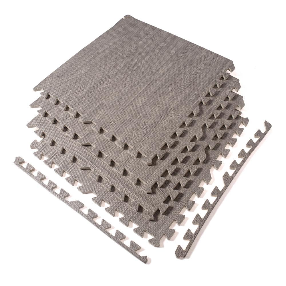 24 in. x 24 in. x 0.47 in. Gray Wood Grain EVA Interlocking Foam Floor Mat for Exercise, Protect Flooring 4-Pack price history on PriceWatchPro