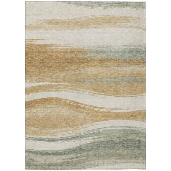 Chantille Machine Washable Indoor/Outdoor Abstract ACN2961 Gold 5 ft. x 7 ft. 6 in. Area Rug