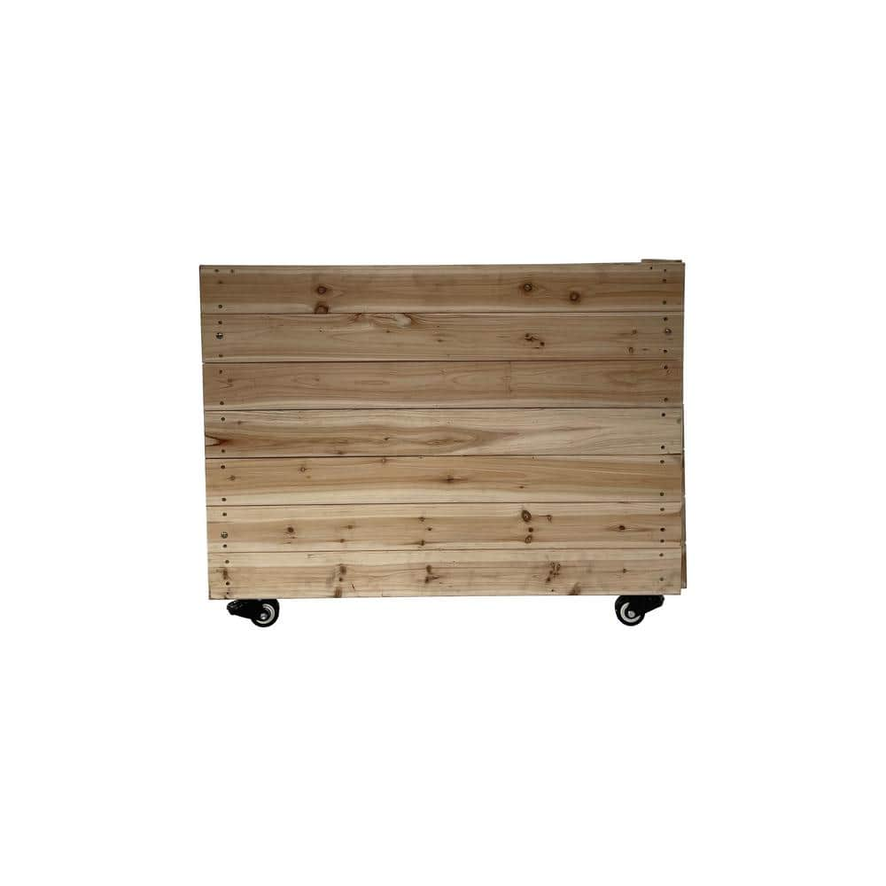 Ejoy 40 in. x 12 in. x 32in. Solid Wood Mobile Planter Barrier (Set of 2-Pack)