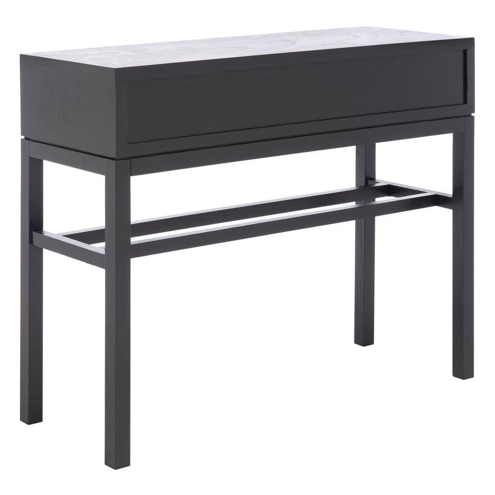 Modern Black and Greige Chevron Console Table with Storage