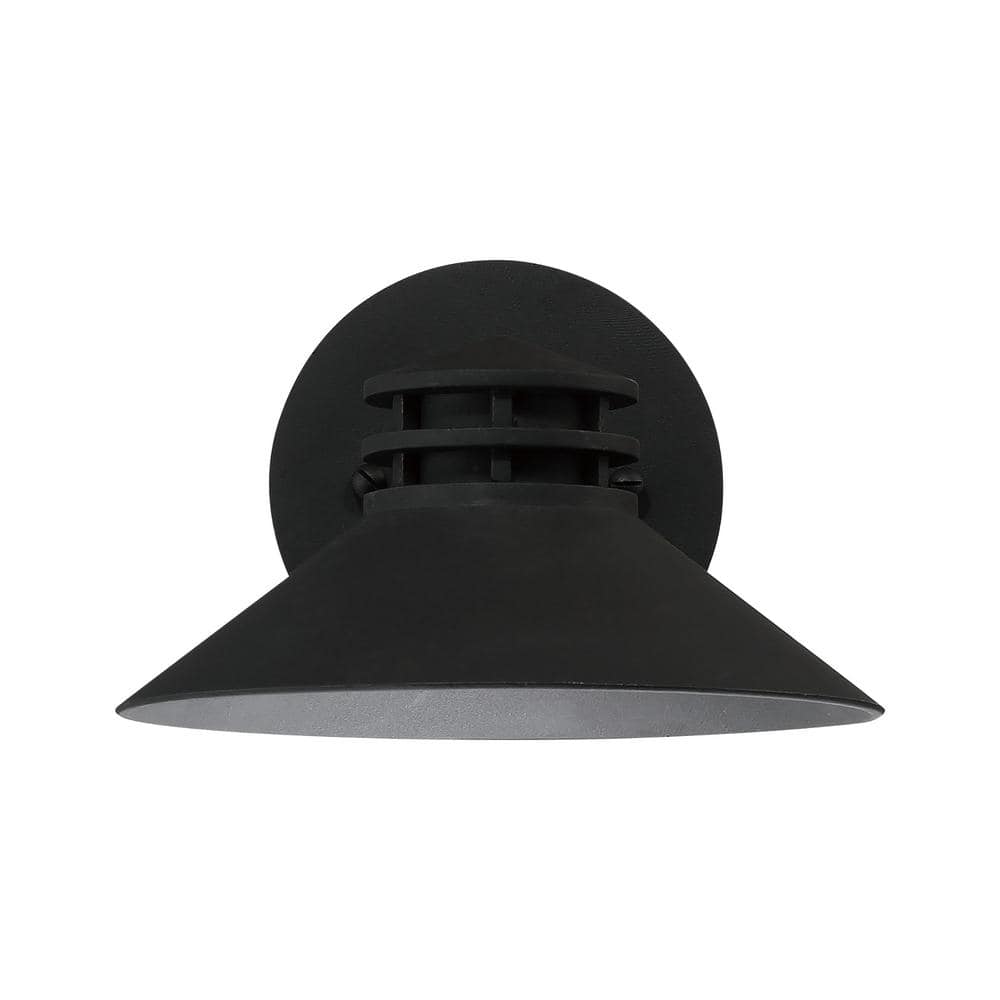 Sodor Small Black LED Outdoor Wall Sconce with White Glass
