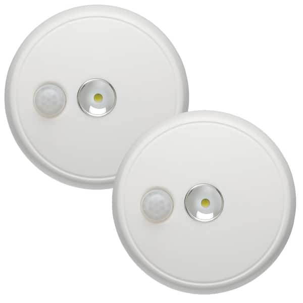 Mr Beams Indoor/ Outdoor 100 Lumen Battery Powered Motion Activated LED Ceiling Light, White (2-Pack)