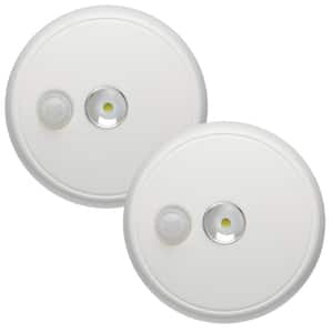 Indoor/ Outdoor 100 Lumen Battery Powered Motion Activated LED Ceiling Light, White (2-Pack)