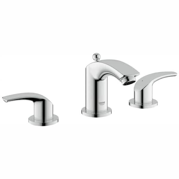 GROHE Eurosmart 8 in. Widespread 2-Handle Low-Arc Bathroom Faucet in StarLight Chrome
