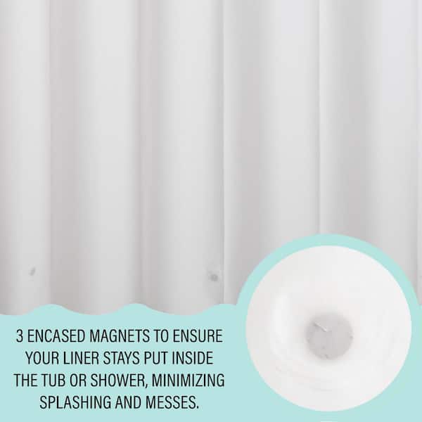 White Shower Curtain Liner with Magnets + Reviews