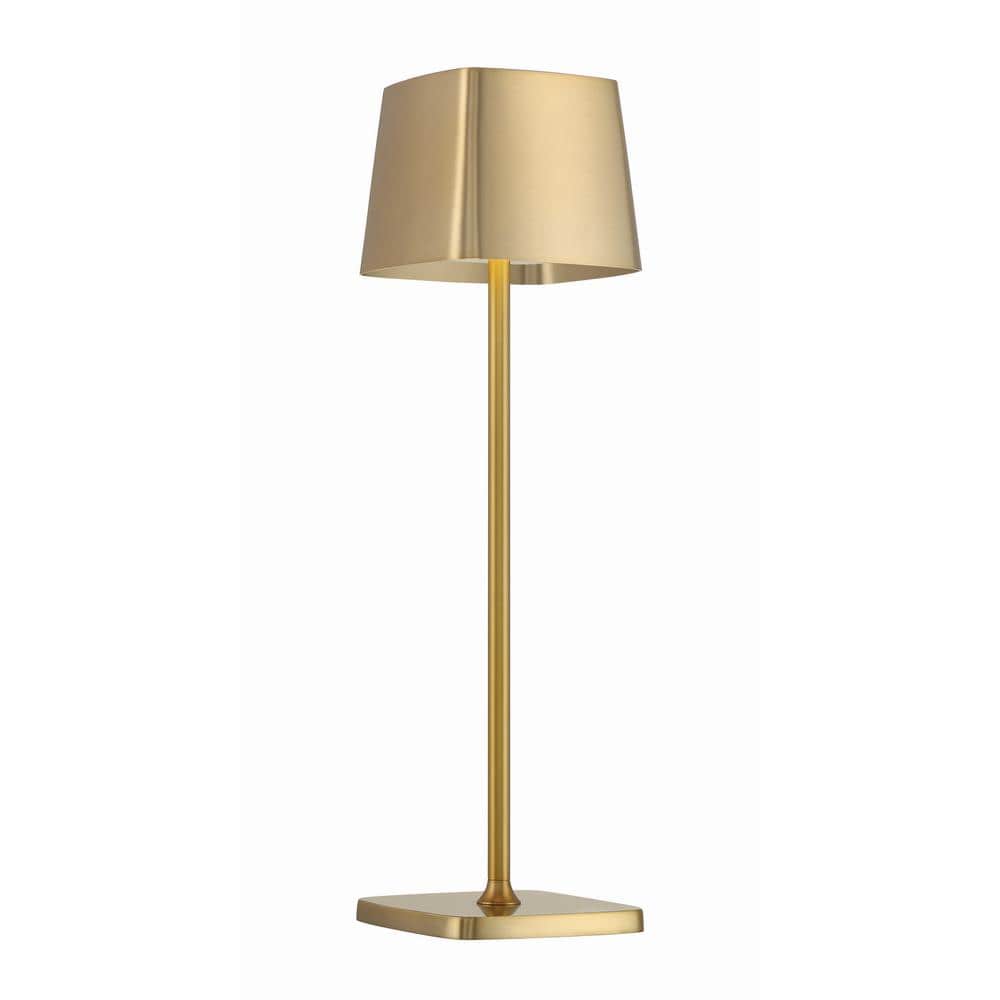 Kovacs 14.56 in. Soft Brass Contemporary Integrated LED Table Lamp for Home Office or Living Room with Soft Brass Shade price history on PriceWatchPro