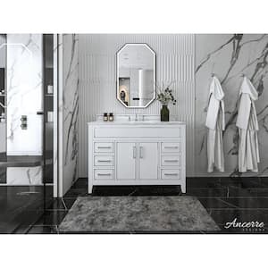 Aspen 48 in. W x 22 in. D Bath Vanity in White with Vanity Top in Carrara White Marble with White Basin