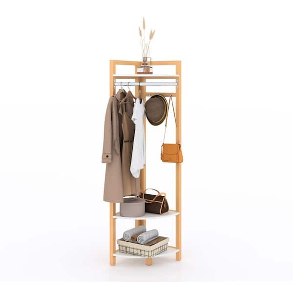 Robe and Coat Rack with Shelf, Teak Oil