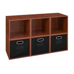 26 in. H x 39 in. W x 13 in. D Cherry Wood 9-Cube Organizer