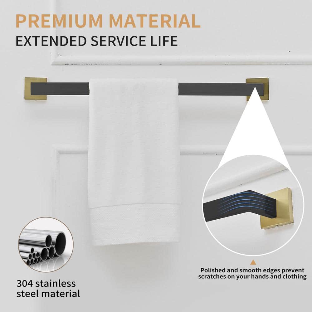 24-Inch Matte Black Stainless Steel Wall Mounted Towel Bar