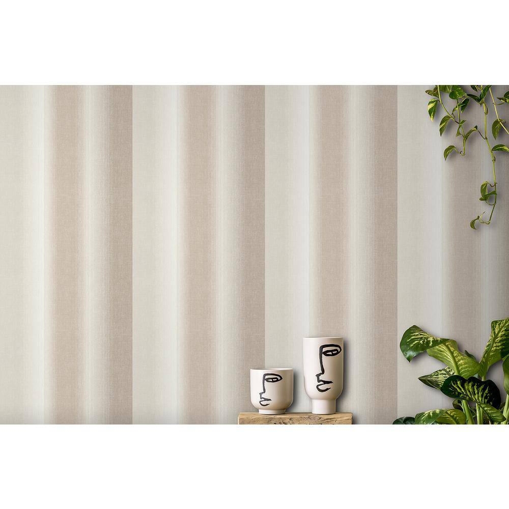 Medley Taupe and Brown Matte Vinyl Stripe Wallpaper Roll