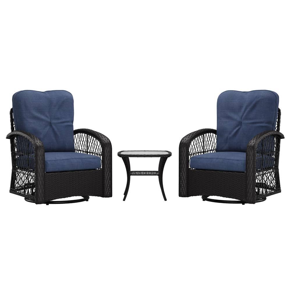 CorLiving Maybelle 3Piece Plastic Patio Conversation Set with Blue