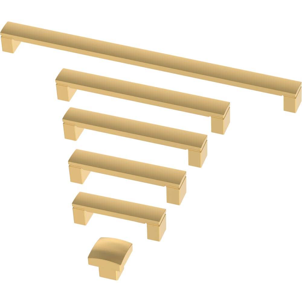 Brushed Brass Modern Square Cabinet Knob with Mounting Hardware