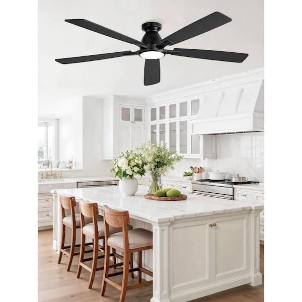 60 Inch Black Smart Indoor/Covered Outdoor Ceiling Fan with Light Remote/APP Control and Quiet Reversible DC Motor