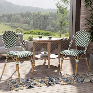 Elgine Green and Natural Tone Aluminum Outdoor Dining Chair (2-Set)