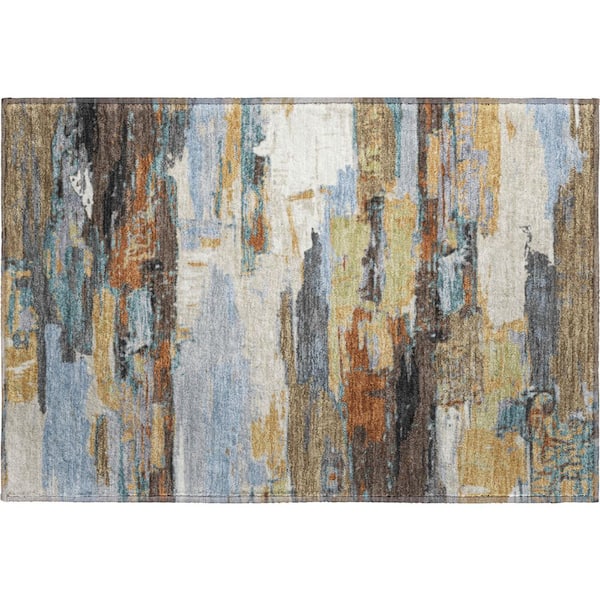 Mayfield Premium Machine Washable Abstract AMF2249 Mocha 2 ft. x 3 ft. Accent Rug